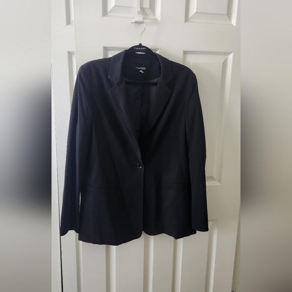 Boyfriend Blazer, Fully Lined, Long Length, Relaxed Fit, Welt Pockets- Black - Picture 1 of 4